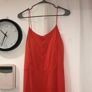 A long silk Orange sun dress